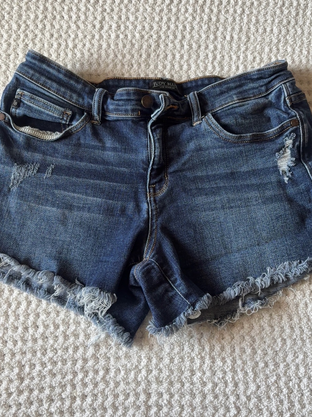 Judy Blue Medium Dark Blue Distressed Denim Shorts